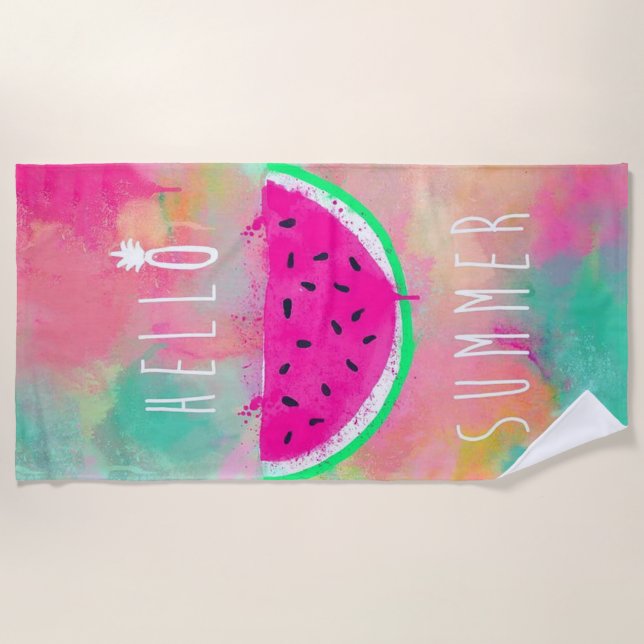 Tye-Dye Watermelon Summer Beach Towel (Front)