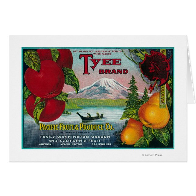 Tyee Pear Crate LabelWA, OR, and CA (Front Horizontal)