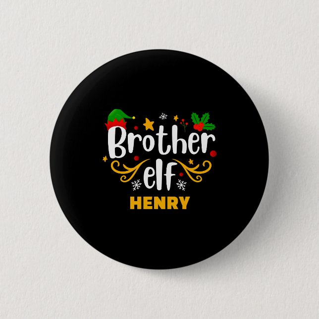 Tygraphy Brother Elf Fun Family Matching  2 Inch Round Button (Front)