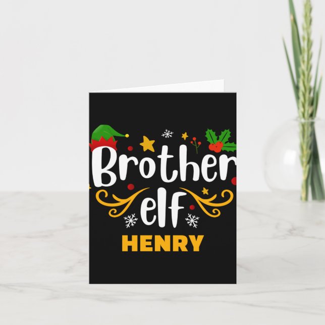 Tygraphy Brother Elf Fun Family Matching T Shirt  Card (Front)