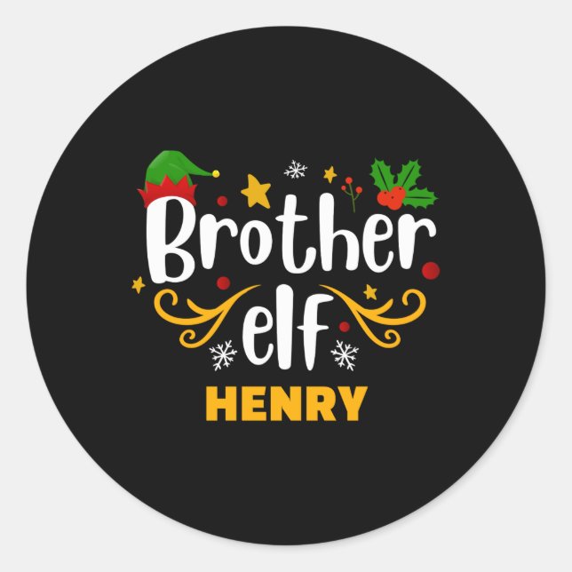 Tygraphy Brother Elf Fun Family Matching T Shirt  Classic Round Sticker (Front)