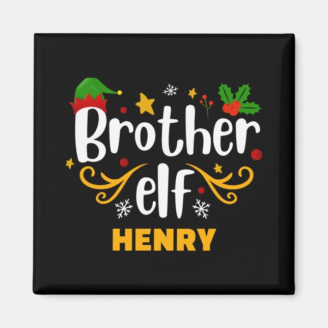 Tygraphy Brother Elf Fun Family Matching T Shirt  Magnet (Front)