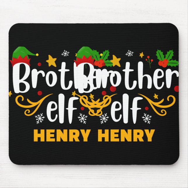 Tygraphy Brother Elf Fun Family Matching T Shirt  Mouse Pad (Front)