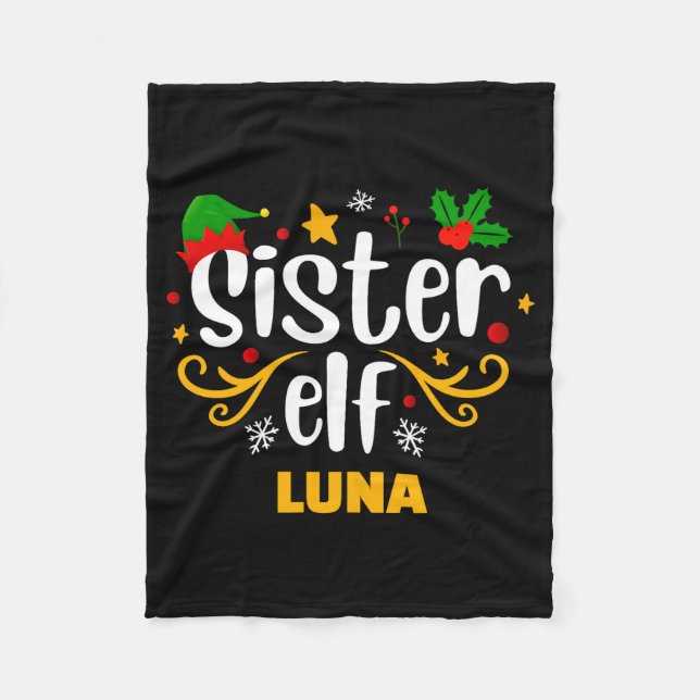 Tygraphy Sister Elf Fun Family Matching  Fleece Blanket (Front)