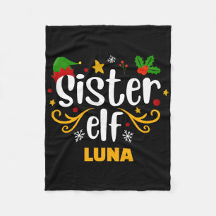 Tygraphy Sister Elf Fun Family Matching T Shirt  Fleece Blanket