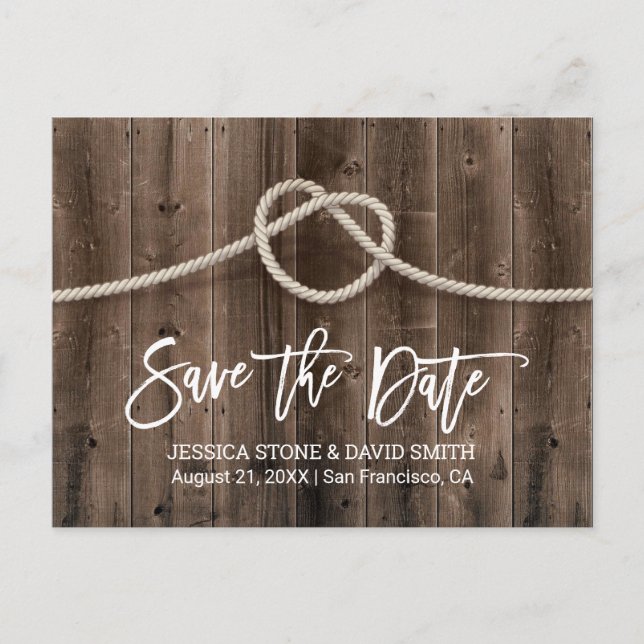 Tying the Knot Barn Wedding Save the Date Announcement Postcard (Front)