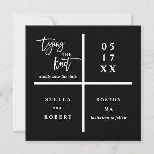 Tying the Knot Black Modern Wedding Photo Save The Date