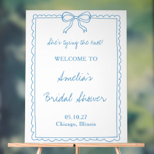 Tying the Knot Blue Bow Bridal Shower Welcome Sign