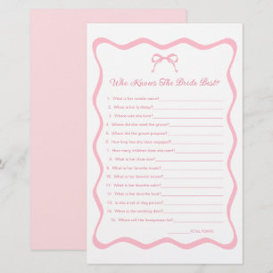 Tying the Knot Bridal Shower Who Knows Bride Game