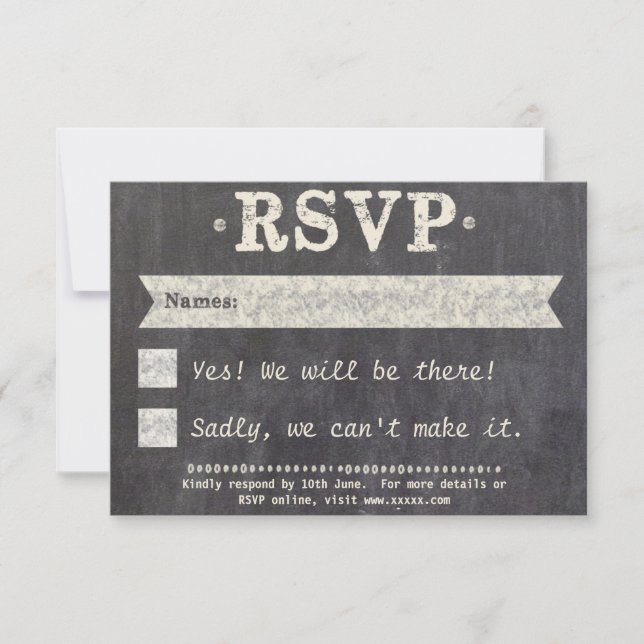 Tying The Knot Chalkboard Gay RSVP (Front)