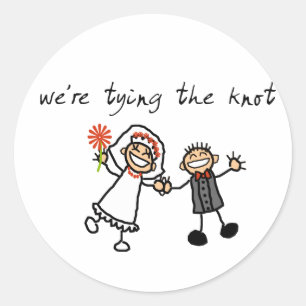 Tying the knot classic round sticker