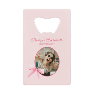 Tying the Knot Coquette Bachelorette Party Favour Credit Card Bottle Opener