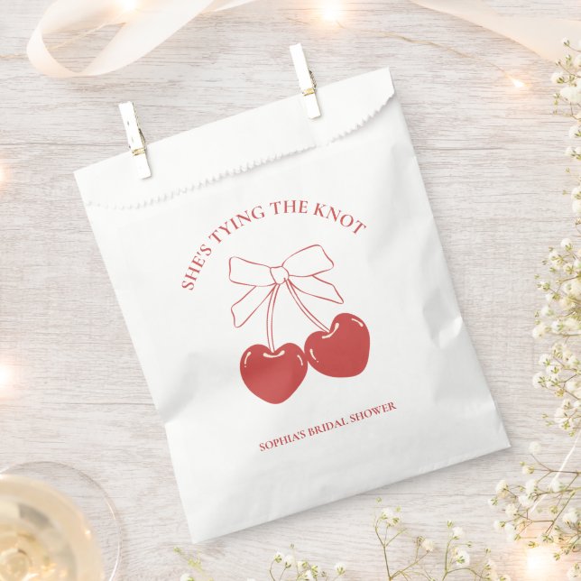 Tying the Knot Coquette Soft Girl Cherry Bow Favour Bag (Clipped)