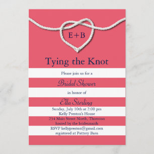 Tying the Knot Coral Bridal Shower Invite