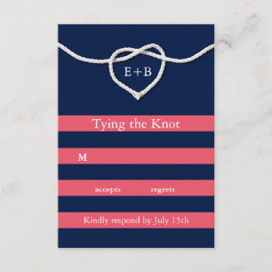Tying the Knot Coral & Navy RSVP Card