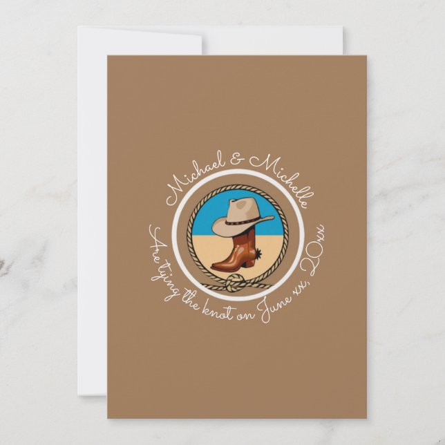 Tying the knot Cowboy Wedding Invitation (Front)