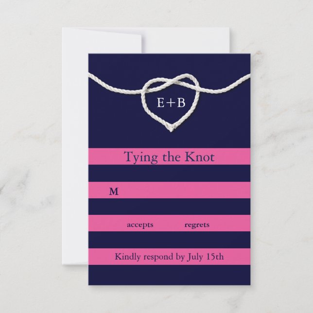 Tying the Knot Fuchsia & Navy RSVP (Front)