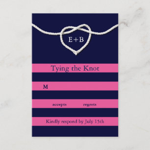 Tying the Knot Fuchsia & Navy RSVP Card