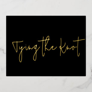 Tying the Knot! Gorgeous Gold on Black Foil Invitation Postcard