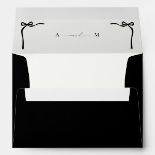 Tying the Knot Ivory & Black Bow Wedding Envelope
