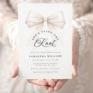 Tying the Knot Ivory Bow Bridal Shower Invitation