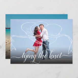Tying the Knot Modern Heart Ribbon Wedding Save The Date