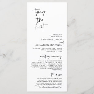 Tying the knot, Modern Minimalist Wedding Program