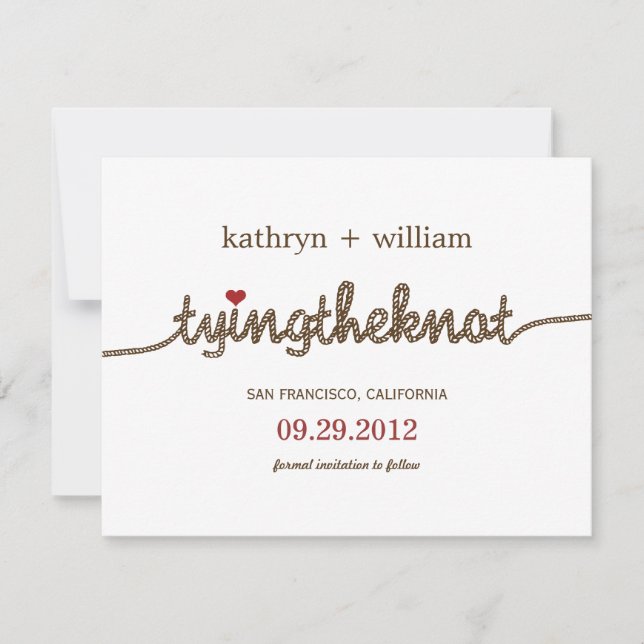 Tying the Knot Modern Save The Date Announcement (Front)
