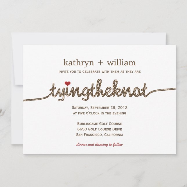 Tying the Knot Modern Wedding Invitation (Front)