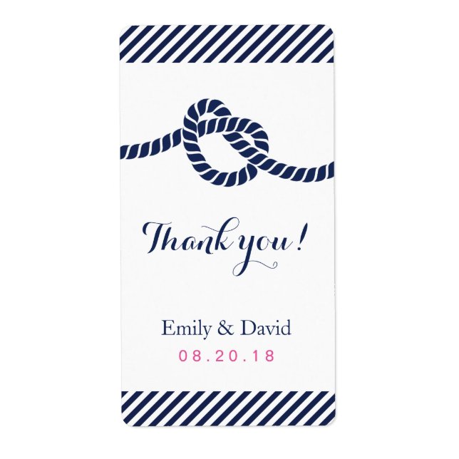 Tying the Knot Nautical Wedding Wine Labels (Front)