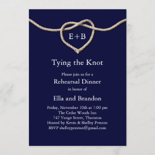 Tying the Knot Navy Rehearsal Dinner Invitation