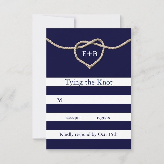 Tying the Knot Navy RSVP (Front)