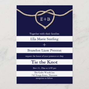 Tying the Knot Navy Wedding Invitation