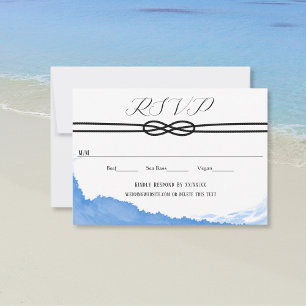 Tying the Knot on the Yacht Ocean Blue Watercolor  RSVP Card