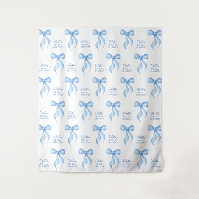 Tying the Knot Personalized Bridal Shower Backdrop Tapestry (Front)