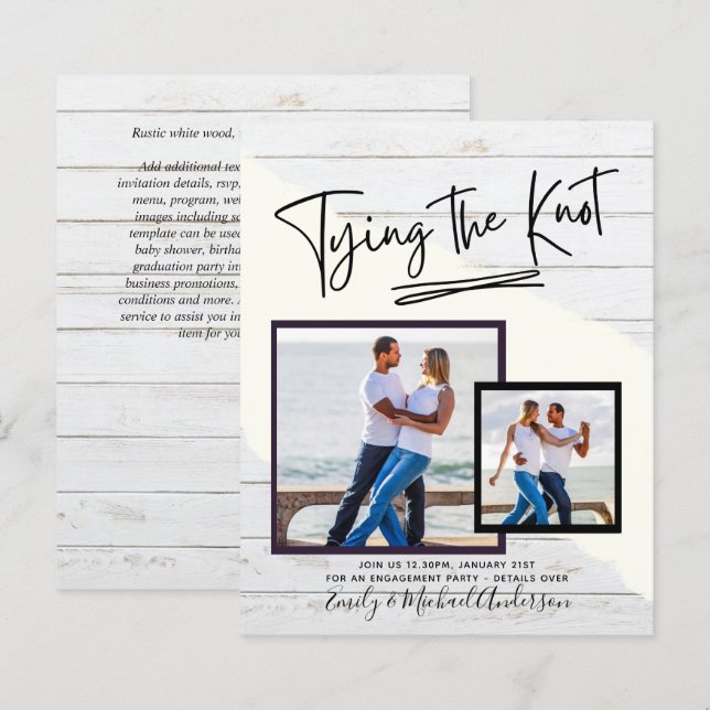 Tying The Knot - Photo Engagement Party Invitation (Front/Back)