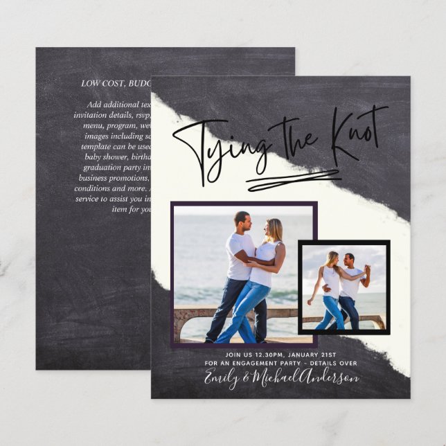 Tying The Knot - Photo Engagement Party Invitation (Front/Back)