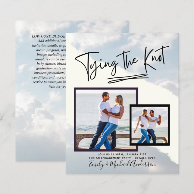 Tying The Knot - Photo Engagement Party Invitation (Front/Back)