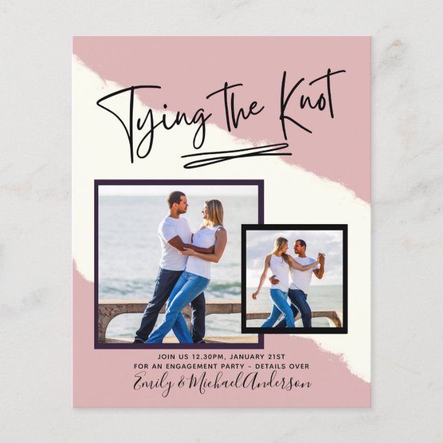 Tying The Knot - Photo Engagement Party Invitation Flyer (Front)