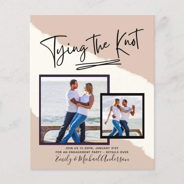 Tying The Knot - Photo Engagement Party Invitation Flyer (Front)