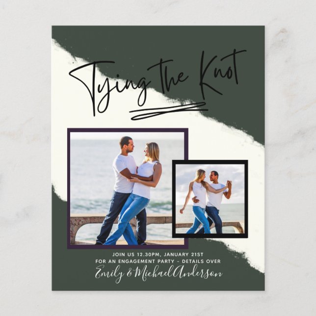Tying The Knot - Photo Engagement Party Invitation Flyer (Front)