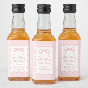 Tying the knot Pink Bow Bachelorette Liquor Bottle Label