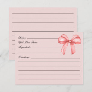 tying the knot pink bow Bridal Shower Recipe  Enclosure Card