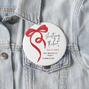 Tying the Knot Red Coquette Bow Bachelorette Party 4 Inch Round Button