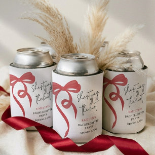 Tying the Knot Red Coquette Bow Bachelorette Party Can Cooler
