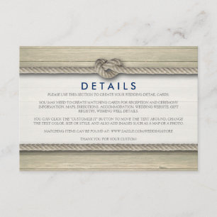 Tying The Knot Rustic Beach Wedding Details Enclosure Card