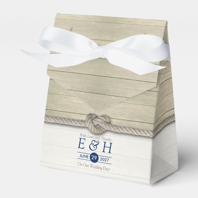 Tying The Knot Rustic Beach Wedding Favor Box (Front Side)