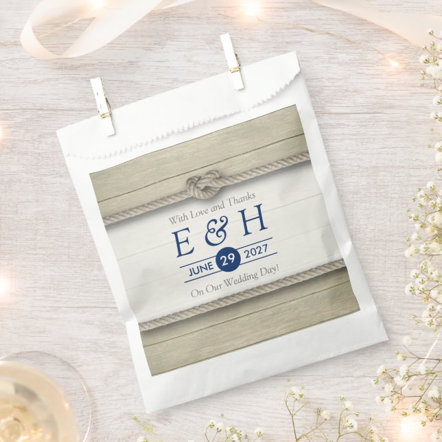 Tying The Knot Rustic Beach Wedding Favour Bag (Clipped)