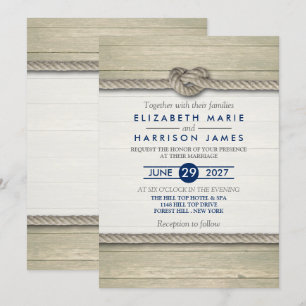 Tying The Knot Rustic Beach Wedding Invitation