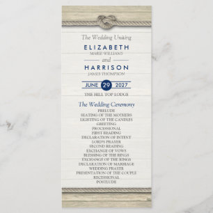 Tying The Knot Rustic Beach Wedding Programme